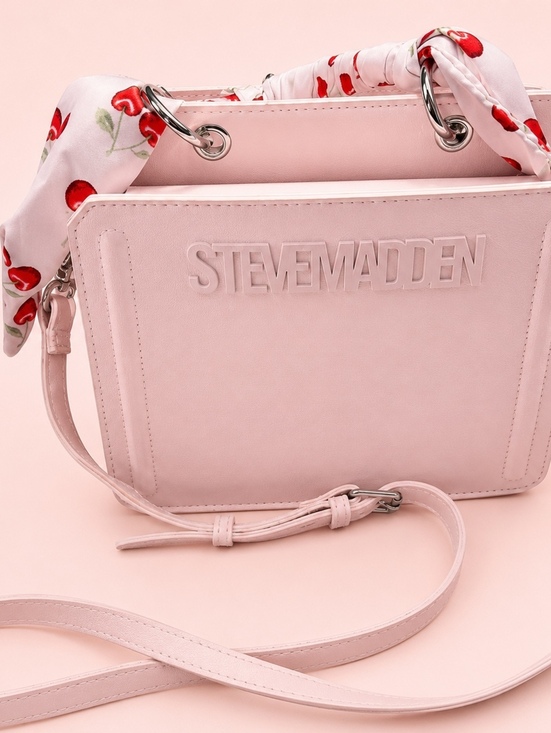 Steve Madden Handbags - Steve Madden Pink Frost Crossbody Bag with Cherry Scarf and ID Holder